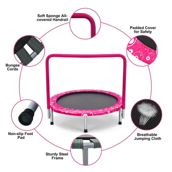 Børne trampolin, 92x80.5 cm, Pink