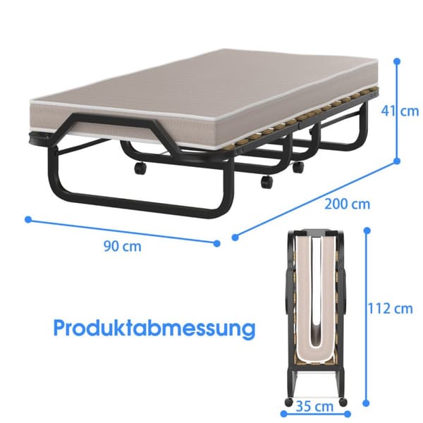 Foldeseng, 200x90x41 cm, Beige
