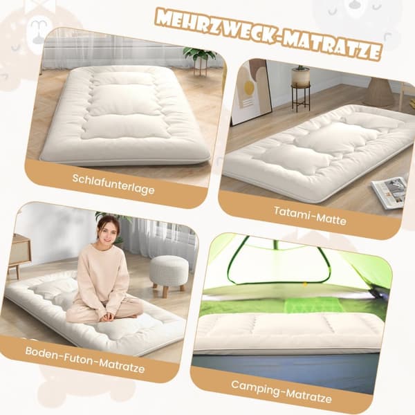 Futon-patja, 200x90x10 cm, Beige