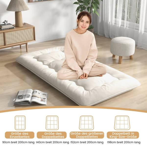 Futon-patja, 200x90x10 cm, Beige
