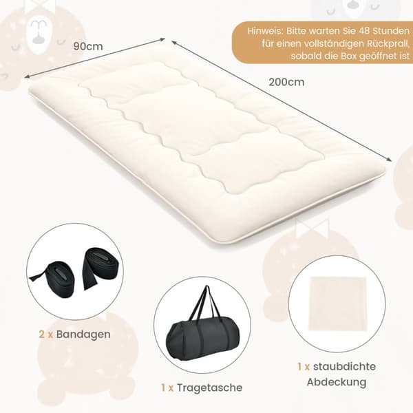 Futon-patja, 200x90x10 cm, Beige