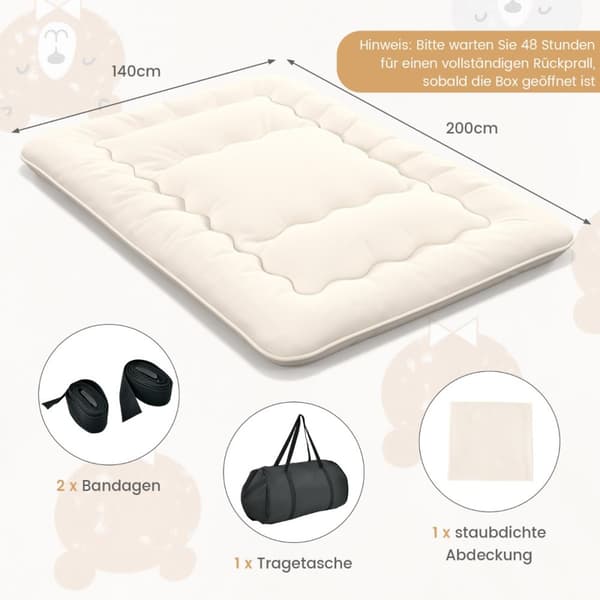 Futon madras, 140x200 cm, Beige