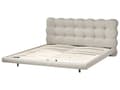Miniatyrbilde 4 av 11: Dobbeltseng Beige Stoff 180 x 200 cm Sengegavl Lamellbunn Metallben Moderne design Sengeramme Soverom