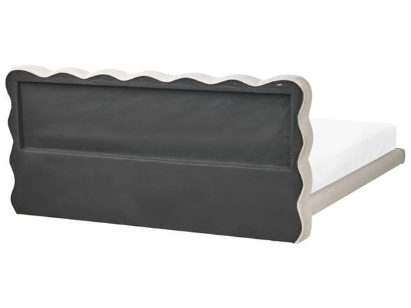 Dobbeltseng Beige Stoff 180 x 200 cm Sengegavl Lamellbunn Metallben Moderne design Sengeramme Soverom