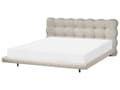 Miniatyrbilde 1 av 11: Dobbeltseng Beige Stoff 180 x 200 cm Sengegavl Lamellbunn Metallben Moderne design Sengeramme Soverom