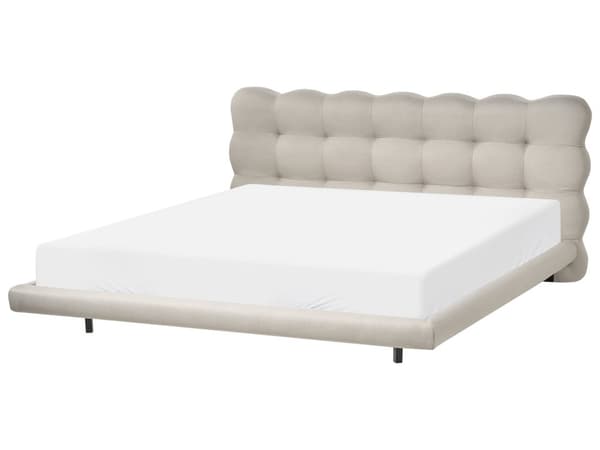 Dobbeltseng Beige Stoff 180 x 200 cm Sengegavl Lamellbunn Metallben Moderne design Sengeramme Soverom