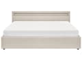 Miniatyrbilde 6 av 11: Dobbeltseng Beige Stoff 180 x 200 cm Flerfarget LED-lys Oppbevaringsrom Sengegavl Lamellbunn Sengeramme Soverom