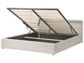 Miniatyrbilde 1 av 11: Dobbeltseng Beige Stoff 180 x 200 cm Flerfarget LED-lys Oppbevaringsrom Sengegavl Lamellbunn Sengeramme Soverom