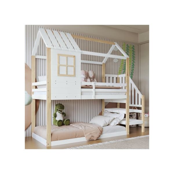 Översäng, unik takdesign, furu + MDF, vit + naturlig, 90x200 cm