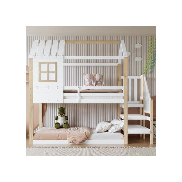 Översäng, unik takdesign, furu + MDF, vit + naturlig, 90x200 cm