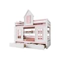 Miniatyrbild 6 av 6: Köpesäng, Två lådor på hjul, Öppna hyllor, Extra förvaringsutrymme, Tall + MDF, Vit + Rosa
