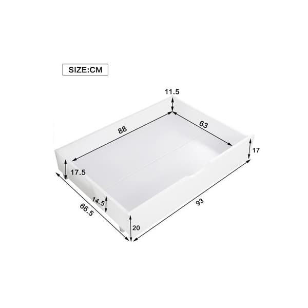 Bäddsoffa med 2 lådor, enkel säng, dagbädd, barnsäng med 2 fönster, ram i furu, MDF, vit (200x90cm)