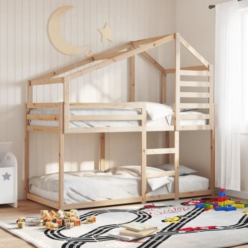 Våningssäng med tak 75x190 cm massiv furu