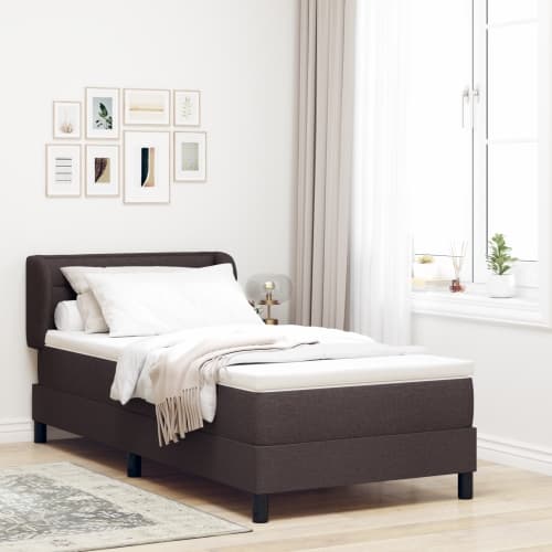 Resårsäng med madrass 100x200 cm mörkbrun tyg