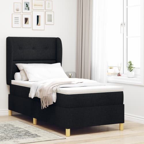 Resårsäng med madrass 100x200 cm svart tyg