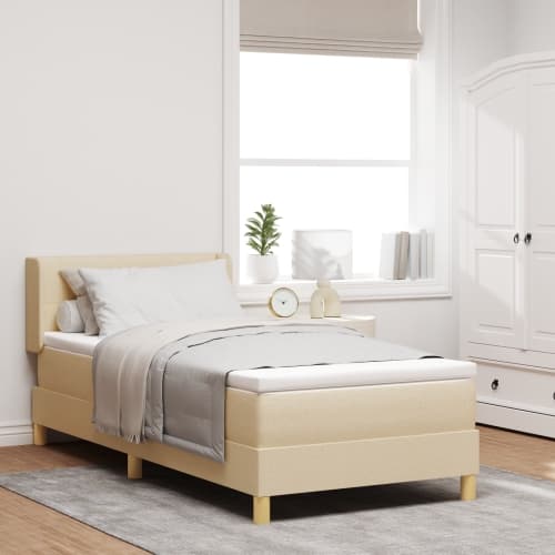 Box Spring Säng med Madrass i Grädde, 80 x 200 cm Tyg