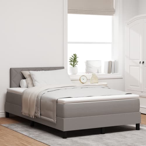 Box Spring Säng med Madrass & LED Taupe 120x200 cm Tyg