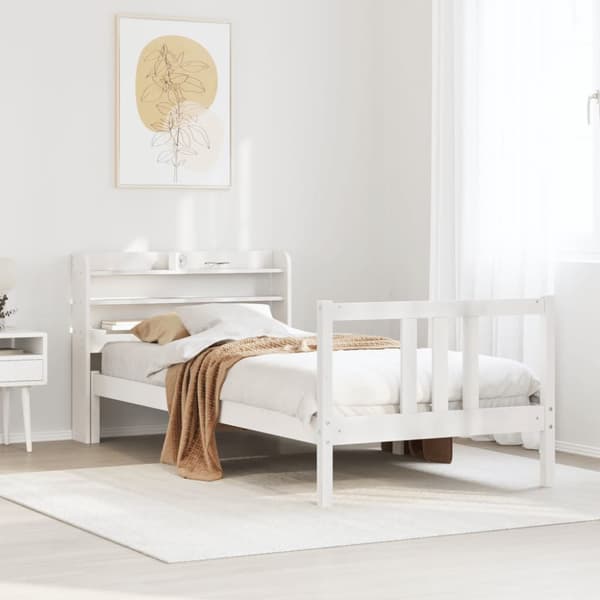 Sängram med huvudgavel utan madrass vit 90x200 cm