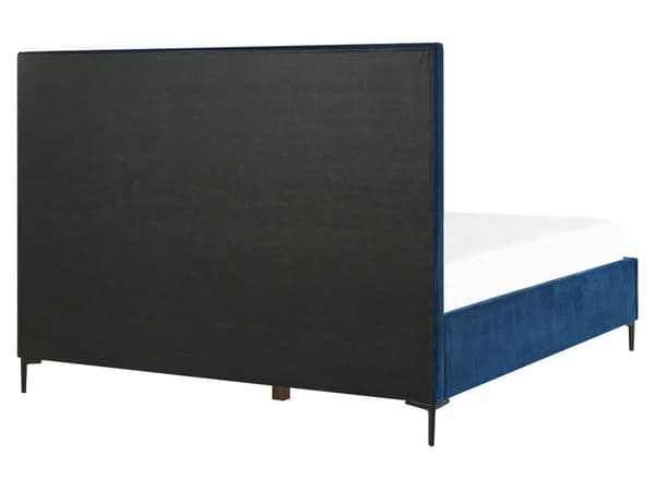 Sänky ja yöpöydät sininen sametti kangas 160 x 200 cm metallijalat nostettava säilytystila