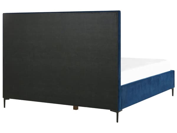 Soveværelsesmøbelsæt blå polstret velourseng med opbevaringsrum 160 x 200 cm 2 sengeborde