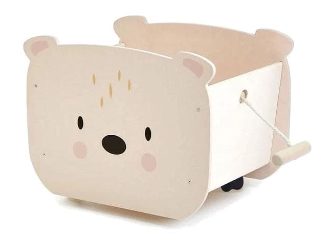 förvaringsvagn björn 44 cm träkräm/vit