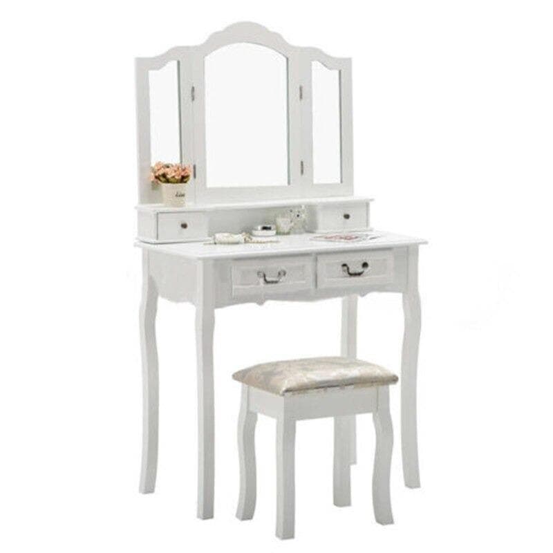 Sminkbord, modernt sminkbord, 2 stora lådor med skenor, med oval spegel,