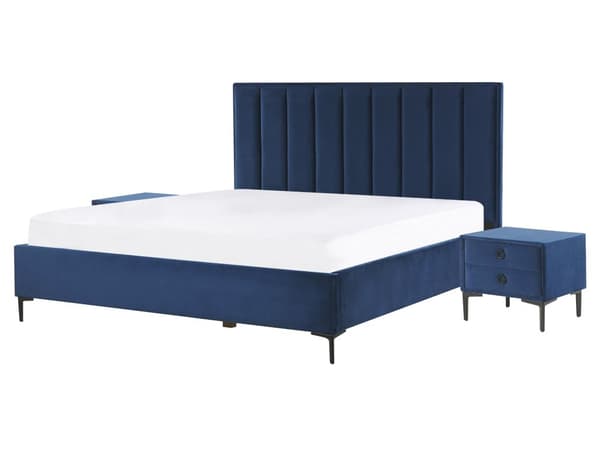 Møbelsett til soverommet 160 x 200 cm blå SEZANNE