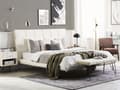 Miniatyrbilde 2 av 8: Soveromssett Hvit 160 x 200 cm Seng 2 Nattbord Sengebenk Moderne sengegavl