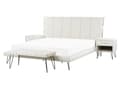 Miniatyrbilde 1 av 8: Soveromssett Hvit 160 x 200 cm Seng 2 Nattbord Sengebenk Moderne sengegavl