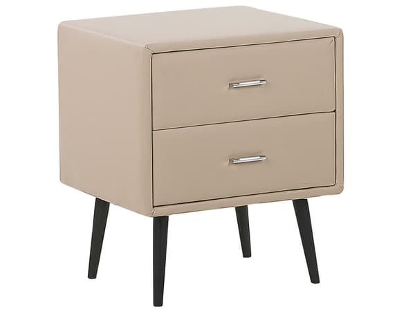 Soveromssett Beige Imitert skinn 4 deler Seng 160 x 200 cm 2 nattbord 1 benk Dekorativ sengegavl Moderne design Soverom