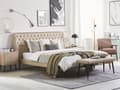 Miniatyrbilde 2 av 8: Soveromssett Beige Imitert skinn 4 deler Seng 160 x 200 cm 2 nattbord 1 benk Dekorativ sengegavl Moderne design Soverom