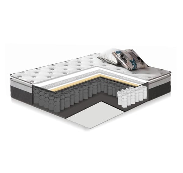 Sänky GLOSSY 160x200cm, patjalla HARMONY TOP, harmaa