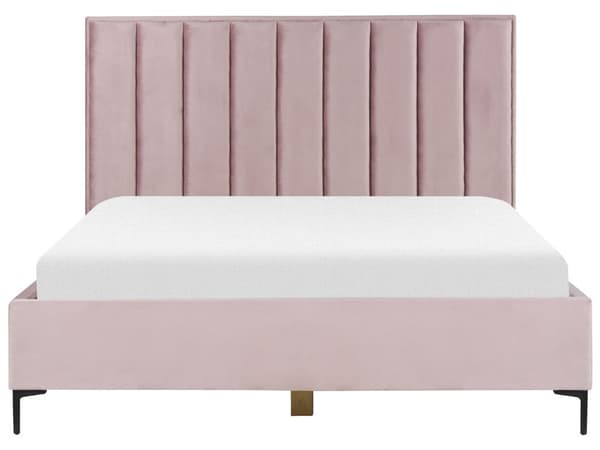 Soveromssett Rosa Fløyel 180 x 200 cm Seng med oppbevaring 2 nattbord med skuffer