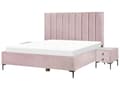Miniatyrbilde 1 av 11: Soveromssett Rosa Fløyel 180 x 200 cm Seng med oppbevaring 2 nattbord med skuffer