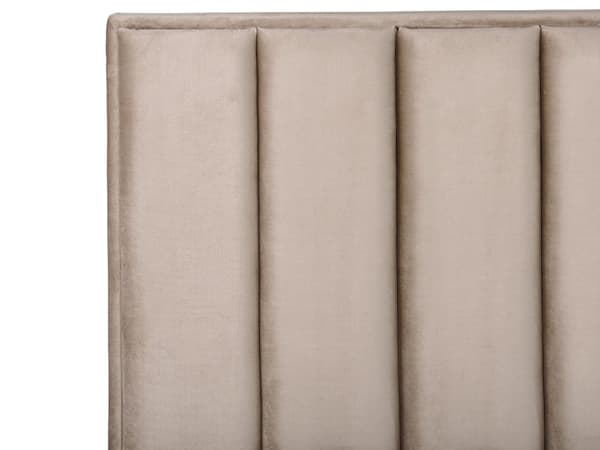 Seng Taupe Velour 140 x 200 cm Moderne Trekvart Seng med Opbevaring Blød Sengegavl Halvandenmands 3 kvart Seng med Natborde Design Soveværelse