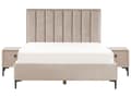 Miniatyrbilde 5 av 11: Soveromssett Taupe Fløyel 160 x 200 cm Seng med oppbevaring 2 nattbord med skuffer