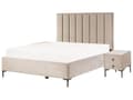 Miniatyrbilde 1 av 11: Soveromssett Taupe Fløyel 160 x 200 cm Seng med oppbevaring 2 nattbord med skuffer