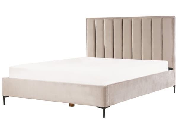 Soveromssett Taupe Fløyel 180 x 200 cm Seng med oppbevaring 2 nattbord med skuffer