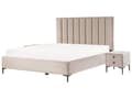 Miniatyrbilde 1 av 11: Soveromssett Taupe Fløyel 180 x 200 cm Seng med oppbevaring 2 nattbord med skuffer