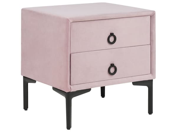 Soveværelsessæt Pink Velvet 160 x 200 cm Seng med opbevaring 2 natborde med skuffer
