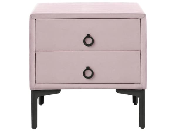 Soveværelsessæt Pink Velvet 160 x 200 cm Seng med opbevaring 2 natborde med skuffer