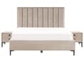 Miniatyrbillede 5 af 11: Seng Taupe Velour 180 x 200 cm Moderne To Mands Seng med Opbevaring Blød Sengegavl Dobbeltseng med Natborde Sengeramme Retro Design