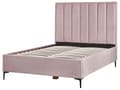 Miniatyrbillede 9 af 11: Soveværelsessæt Lyserød Velour 140 x 200 cm Seng med opbevaring 2 natborde med skuffer