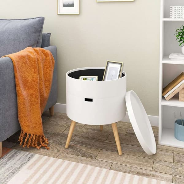Rootz Scandinavian Round Sängbord - Nattduksbord - Förvaringsbord - Gott om förvaring - Chic Design - Hållbar konstruktion - 38cm x 49cm x 38cm