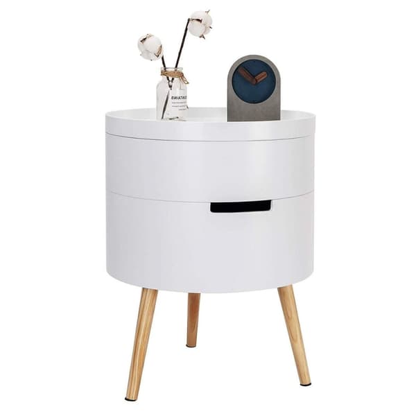 Rootz Scandinavian Round Sängbord - Nattduksbord - Förvaringsbord - Gott om förvaring - Chic Design - Hållbar konstruktion - 38cm x 49cm x 38cm