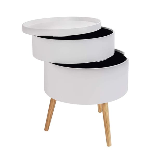 Rootz Scandinavian Round Sängbord - Nattduksbord - Förvaringsbord - Gott om förvaring - Chic Design - Hållbar konstruktion - 38cm x 49cm x 38cm
