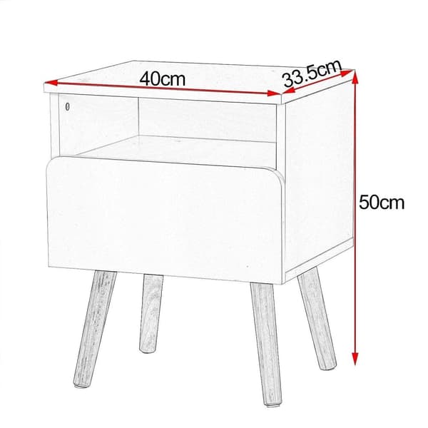 Rootz Modern Sängbord - Nattduksbord - Sidobord - Kompakt design - Effektiv förvaring - Hållbar konstruktion - 40 cm x 50 cm x 33,5 cm