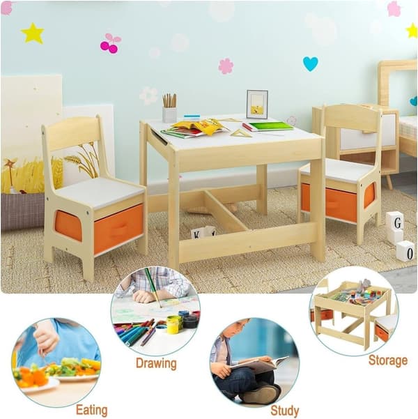 Rootz multifunktionelt børnebordsæt - Aktivitetsbord - Legebord - Dobbeltsidet bordplade - Rigelig opbevaring - Nem montering - Holdbar MDF - 60 cm x