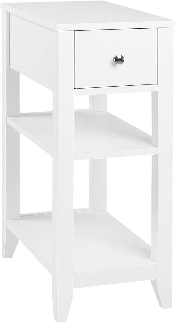 Rootz White Natbord - Sengebord - Opbevaringsskab - Ridsefast, let at rengøre, pladsbesparende - 45cm x 66cm x 28cm