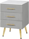 Pikkukuva 1 / 8: Rootz Elegant Grey Velvet -yöpöytä - Yöpöytä marmorilla - Säilytyslaatikot - Runsaasti tilaa, kestävä, helppo puhdistaa - 41 cm x 60 cm x 40,5 cm